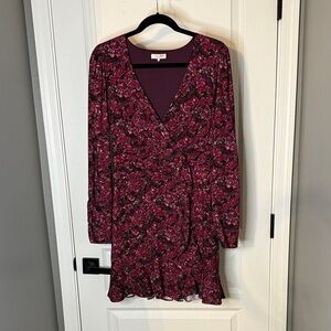 Parker Burgundy Floral Long Sleeve Dress